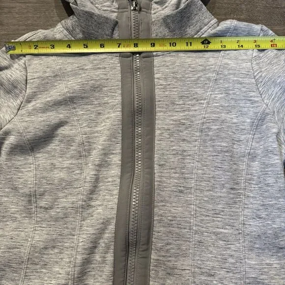 Athleta Victory Hoodie Jacket Full Zip Wmns M Gray Fitted Sweatshirt Thumbholes - Picture 7 of 11
